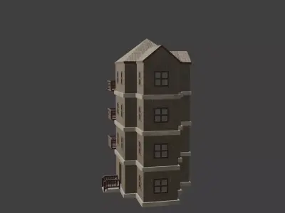 House Model 2 building Low-poly 3D model