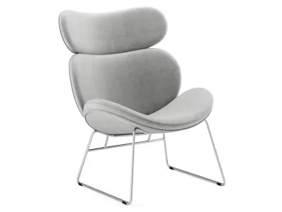 Armchair Montola Woven Fabric Light Grey 3D model