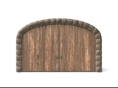 Very Large Medieval Wooden Door  Low-poly 3D model