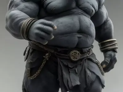 Massive Elephant Warrior Anthropomorphic GiantTusks Low-poly 3D model