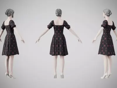 Dress 26 Light Burst Static Low-poly 3D model