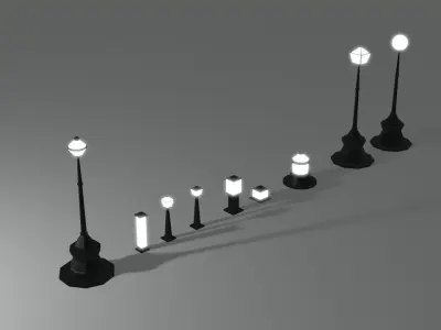 street light set Low-poly 3D model buy