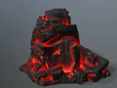 Rock Set piece of lava Low-poly 3D model