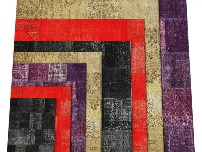  Turkish Patchwork Rugs Low-poly 3D model