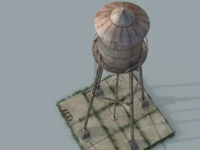 Water Tower Low-poly 3D model Low-poly