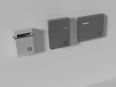 3 Mailboxes Low-poly 3D model