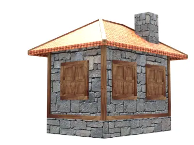 medieval house low poly village town residential game ready 31 Low-poly 3D model