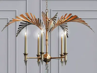 Palm Frond 5 Light Chandelier 3D model