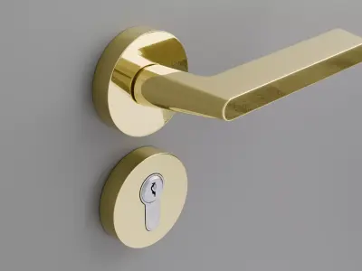 Interior Door Handle PBR Low-poly 3D model Low-poly 3D model