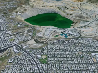 Opencast Mine Silver Bow Creek - Butte Montana USA - 3D Terrain Low-poly 3D model