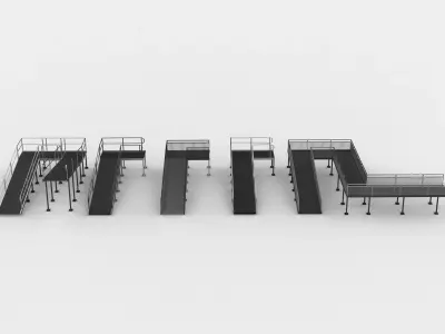 Wheelchair ramp set 3D model
