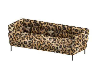Leopard Print Modern Tufted Sofa  Low-poly 3D model