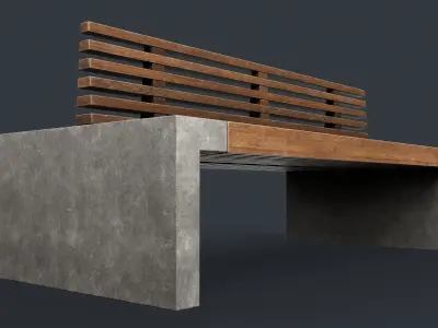 Modern Outdoor Bench 26 PBR Game Ready Low-poly 3D model
