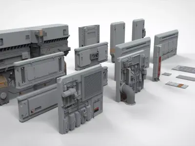 sci-fi Architecture kitbash 8 3D model