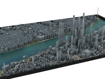 City of Detroit Low-poly 3D model