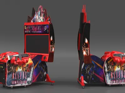  Arcade Game Machine Aliens Armageddon Off State Rigged for Cinema 4D 