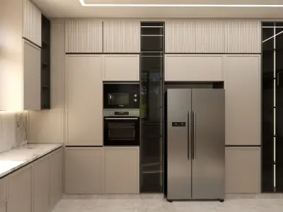 Modern Minimalist Kitchen 3D Model scene Low-poly 3D model