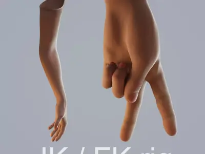 FPS dark skin hand 3D model