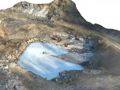  Frozen quarry lake Low-poly 3D model