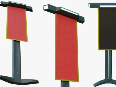 Futuristic Sci-Fi Flag Standard many PBR Options Textures Low-poly 3D model