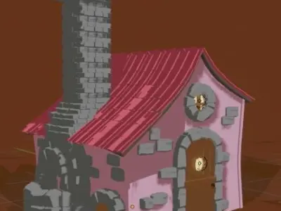 Pixie House With Mushrooms 3D model