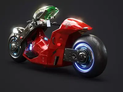 Futuristic Cyberpunk Motorcycle Sci-Fi Bike Neon City  Low-poly 3D model