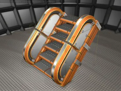 Sci-Fi Stairs - 30 - Orange Version  Low-poly 3D model