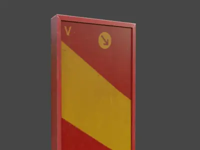 Low-Poly Road work warning sign Low-poly 3D model