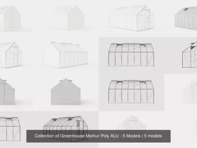 Collection of Greenhouse Merkur Poly ALU - 5 Models 3D Model Pack