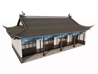 Japan Temple Hall Pavilion 3D model