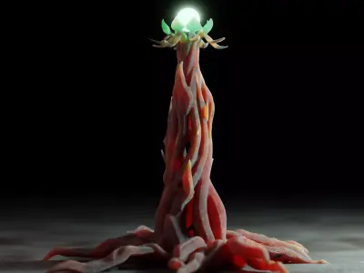 Bioluminescent Alien Plant Organic Sci-Fi Structure 3D model