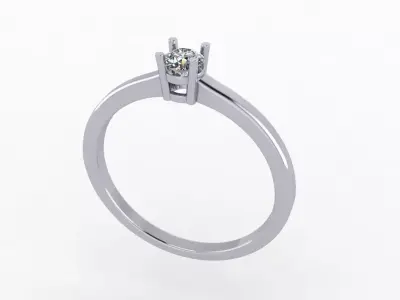 Thin Solitaire Dainty Engagement Ring  3D print model