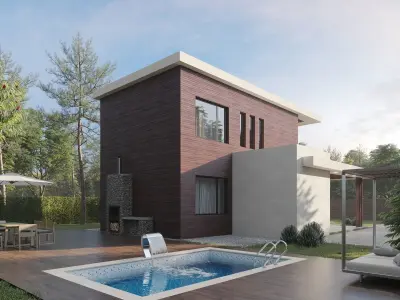 Modern house 02 Low-poly 3D model