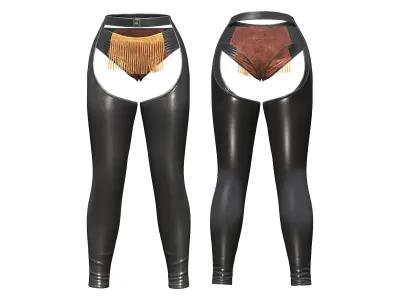 Cowgirl Sheriff Outfit Top Chaps Shoes Guns Low-poly 3D model