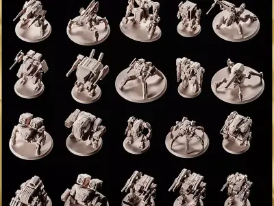 20 Different Mech Miniature Pack  STL Collection  3D print model