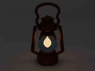 Antique Oil Lantern  Low Poly 3D Model Low-poly 3D model
