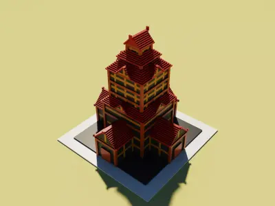 3d voxel low-poly house Low-poly 3D model