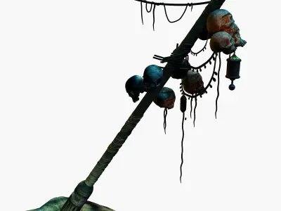 skeleton totem pillar column ruin wasteland tribe clan 3D model