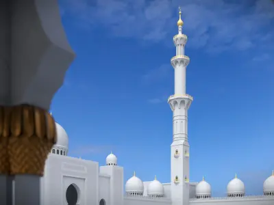  Sheikh Zayed Mosque Complex with Minarets and Domes White 