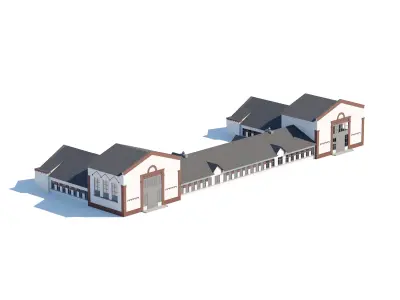 Modern Educational Facility Building with L-Shaped Layout 3D model