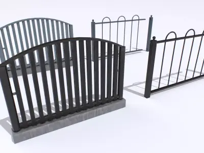 Metal Fences Pack 4 Low-poly 3D model