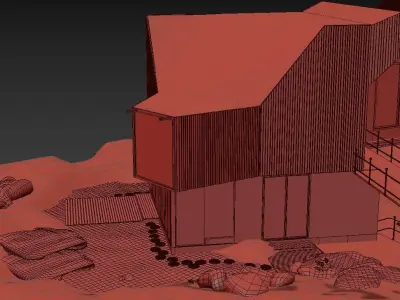 vilage building in desert Free 3D model