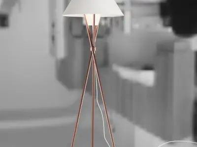 Floor lamp with three uprights and textile shade 3D model