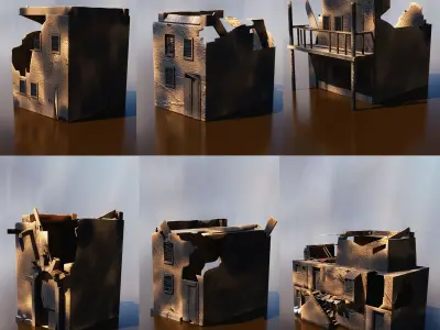 Arabic Ruin Houses Desert Building Combo for Low Poly 3D Models Low-poly 3D model