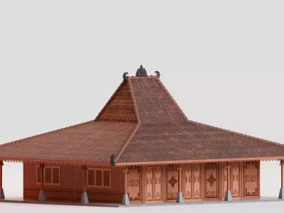 Traditional Houses - Rumah Joglo Sinom Low-poly 3D model