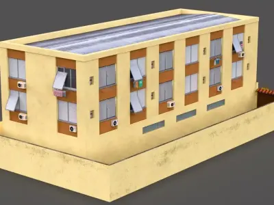 Small Building With Grocery Low-poly 3D model