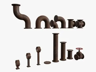 Rusty pipes Low-poly 3D model
