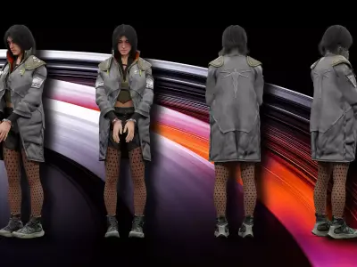 CYBERPUNK WOMEN FULL RIGGING Low-poly 3D model