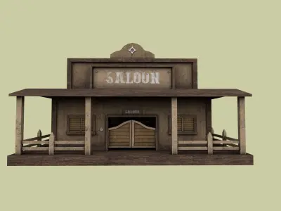 Western Saloon - Old West Scene Asset - Backdrop Full Perm Low-poly 3D model