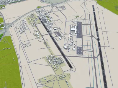 Erbil Airport 10km Low-poly 3D model